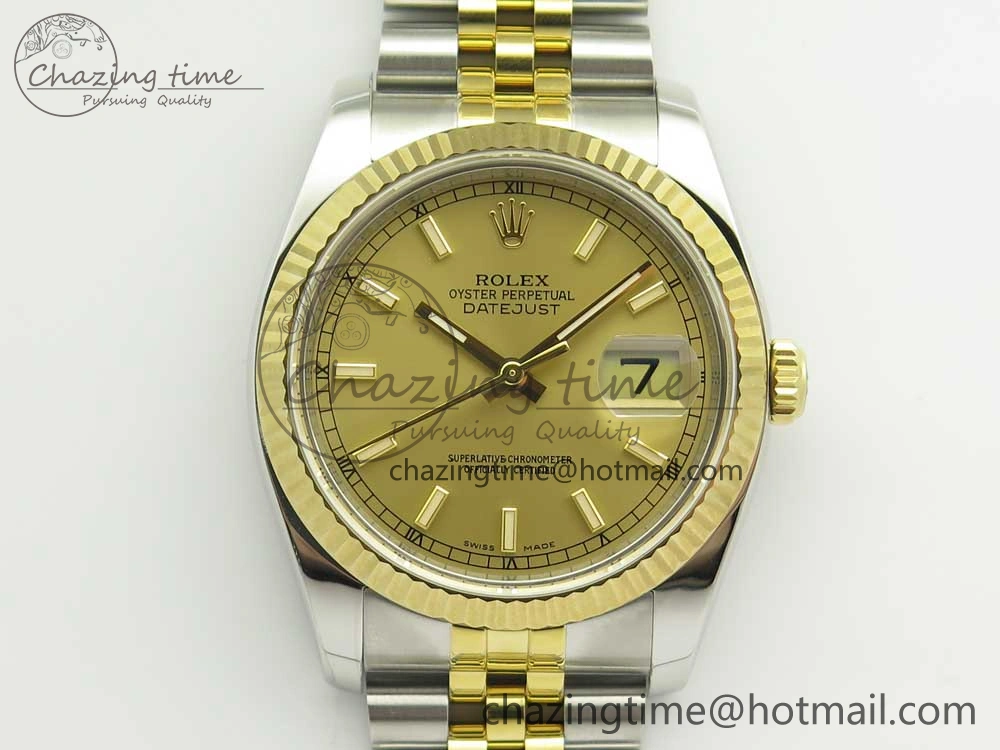 DateJust 36 SS YG 116233 ARF 1:1 Best Edition 904L Steel YG Dial Stick Markers on Jubilee Bracelet SH3135 V2