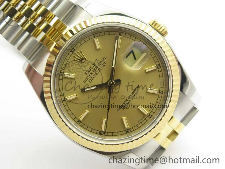 DateJust 36 SS YG 116233 ARF 1:1 Best Edition 904L Steel YG Dial Stick Markers on Jubilee Bracelet SH3135 V2