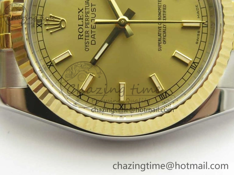 DateJust 36 SS YG 116233 ARF 1:1 Best Edition 904L Steel YG Dial Stick Markers on Jubilee Bracelet SH3135 V2