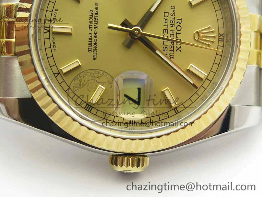 DateJust 36 SS YG 116233 ARF 1:1 Best Edition 904L Steel YG Dial Stick Markers on Jubilee Bracelet SH3135 V2