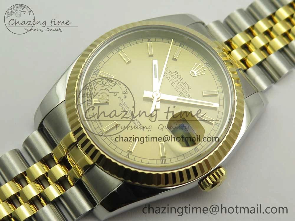 DateJust 36 SS YG 116233 ARF 1:1 Best Edition 904L Steel YG Dial Stick Markers on Jubilee Bracelet SH3135 V2