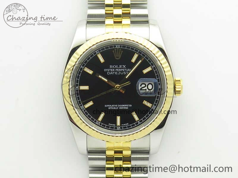 DateJust 36 SS YG 126233 ARF 1:1 Best Edition Black Dial Stick Markers on SS YG Jubilee Bracelet SH3135