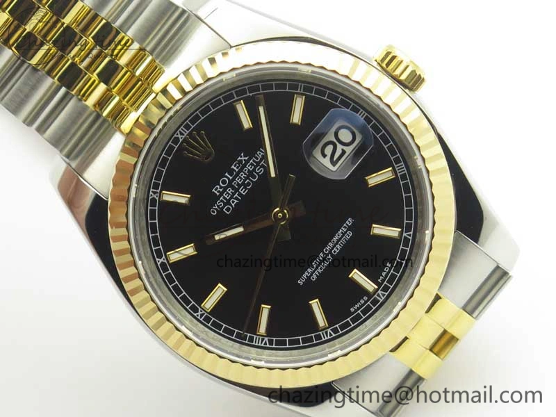 DateJust 36 SS YG 126233 ARF 1:1 Best Edition Black Dial Stick Markers on SS YG Jubilee Bracelet SH3135