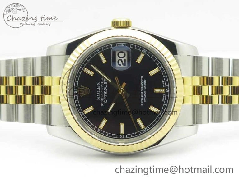 DateJust 36 SS YG 126233 ARF 1:1 Best Edition Black Dial Stick Markers on SS YG Jubilee Bracelet SH3135