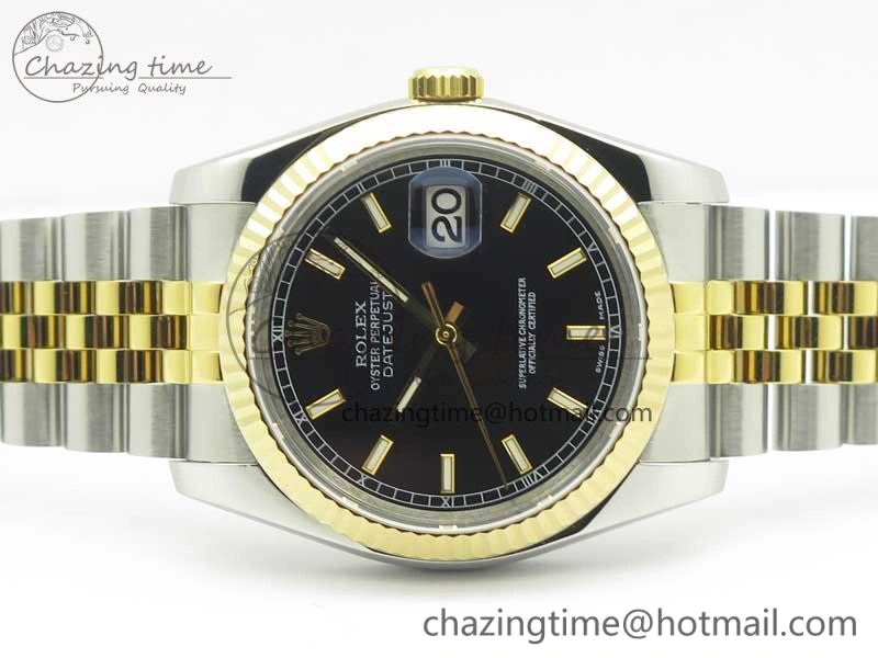 DateJust 36 SS YG 126233 ARF 1:1 Best Edition Black Dial Stick Markers on SS YG Jubilee Bracelet SH3135
