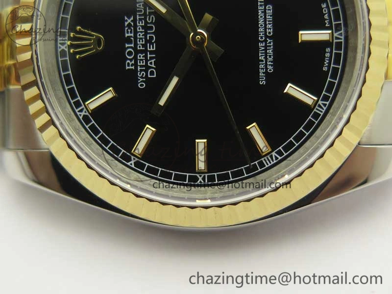DateJust 36 SS YG 126233 ARF 1:1 Best Edition Black Dial Stick Markers on SS YG Jubilee Bracelet SH3135