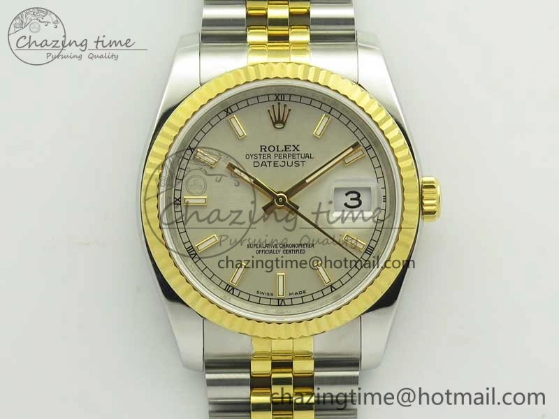 DateJust 36 SS YG 126233 ARF 1:1 Best Edition Silver Dial Stick Markers on SS YG Jubilee Bracelet SH3135