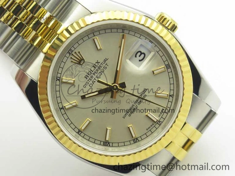 DateJust 36 SS YG 126233 ARF 1:1 Best Edition Silver Dial Stick Markers on SS YG Jubilee Bracelet SH3135