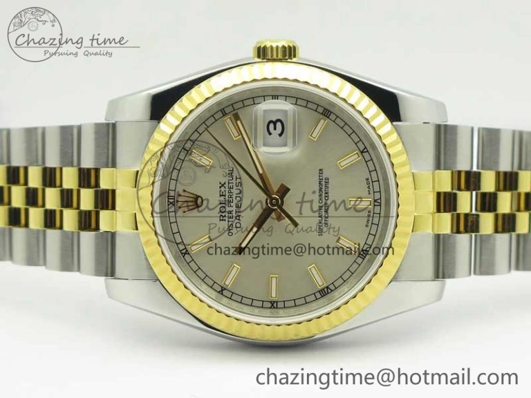 DateJust 36 SS YG 126233 ARF 1:1 Best Edition Silver Dial Stick Markers on SS YG Jubilee Bracelet SH3135