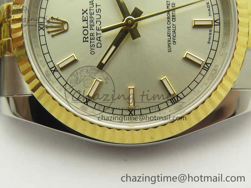 DateJust 36 SS YG 126233 ARF 1:1 Best Edition Silver Dial Stick Markers on SS YG Jubilee Bracelet SH3135
