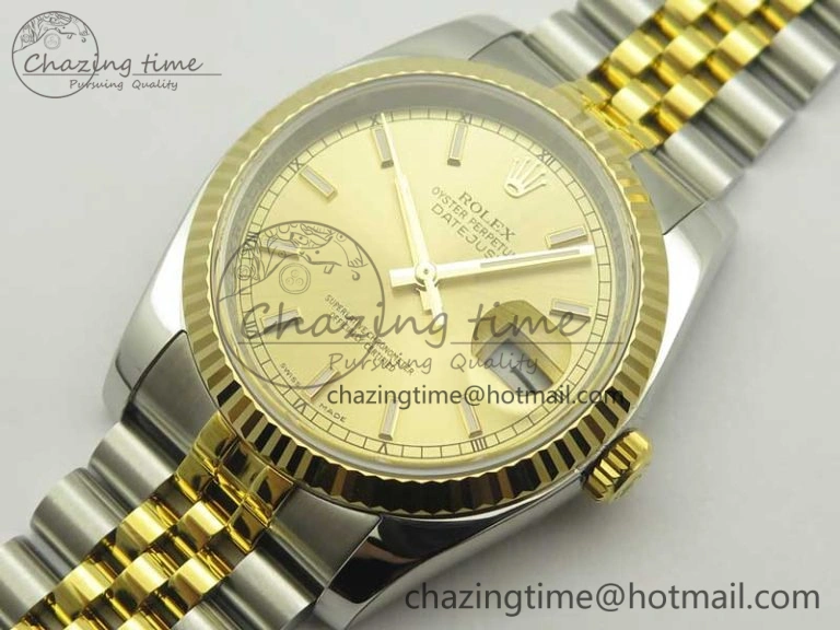 DateJust 36 SS YG 126233 ARF 1:1 Best Edition YG Dial Stick Markers on SS YG Jubilee Bracelet SH3135
