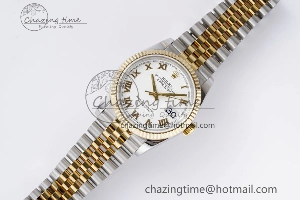 DateJust 36 SS YG 126233 JDF YG Plated 904L Steel White Dial Roman Markers on Jubilee Bracelet V2