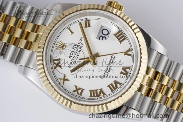 DateJust 36 SS YG 126233 JDF YG Plated 904L Steel White Dial Roman Markers on Jubilee Bracelet V2