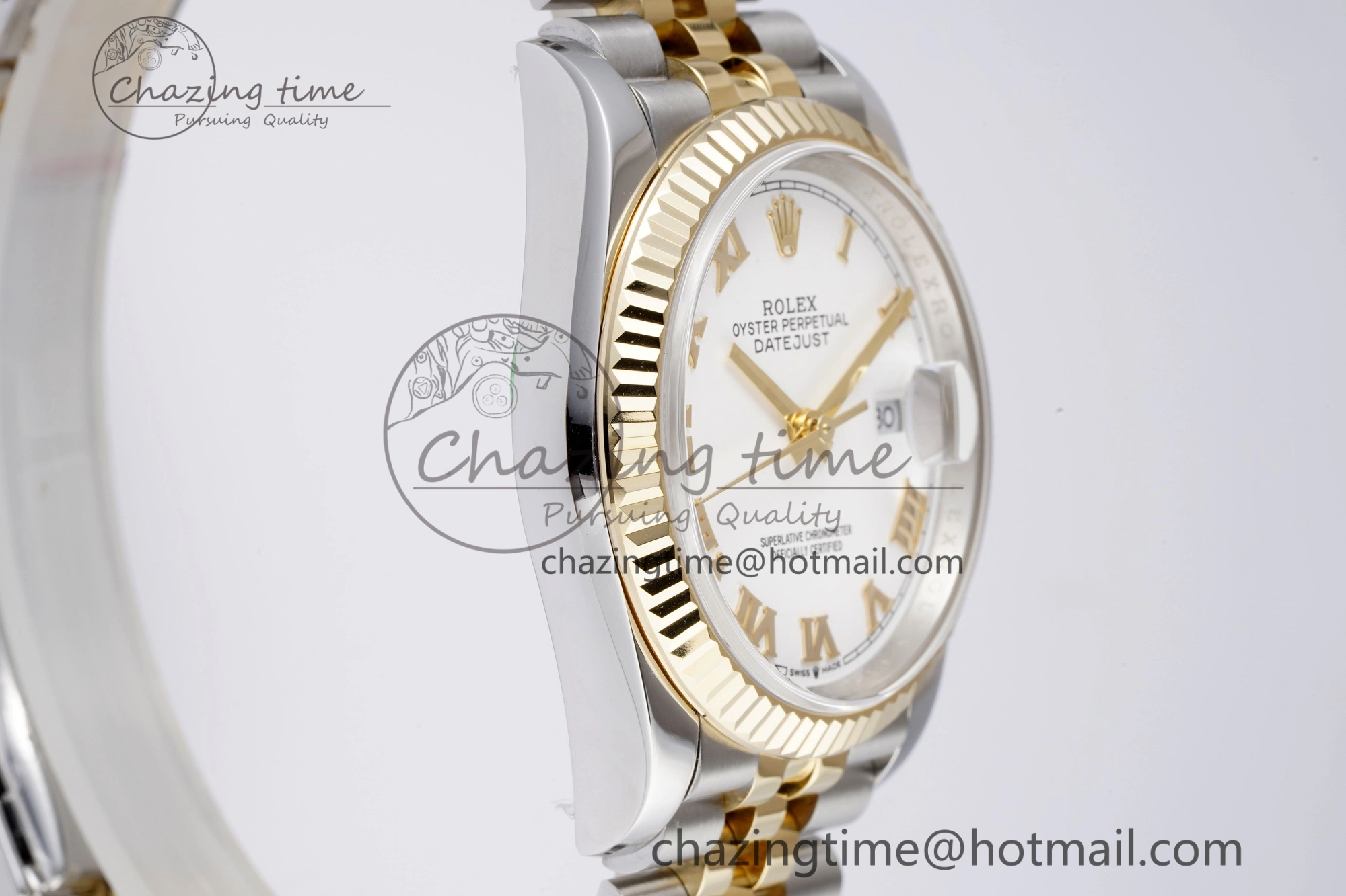 DateJust 36 SS YG 126233 JDF YG Plated 904L Steel White Dial Roman Markers on Jubilee Bracelet V2