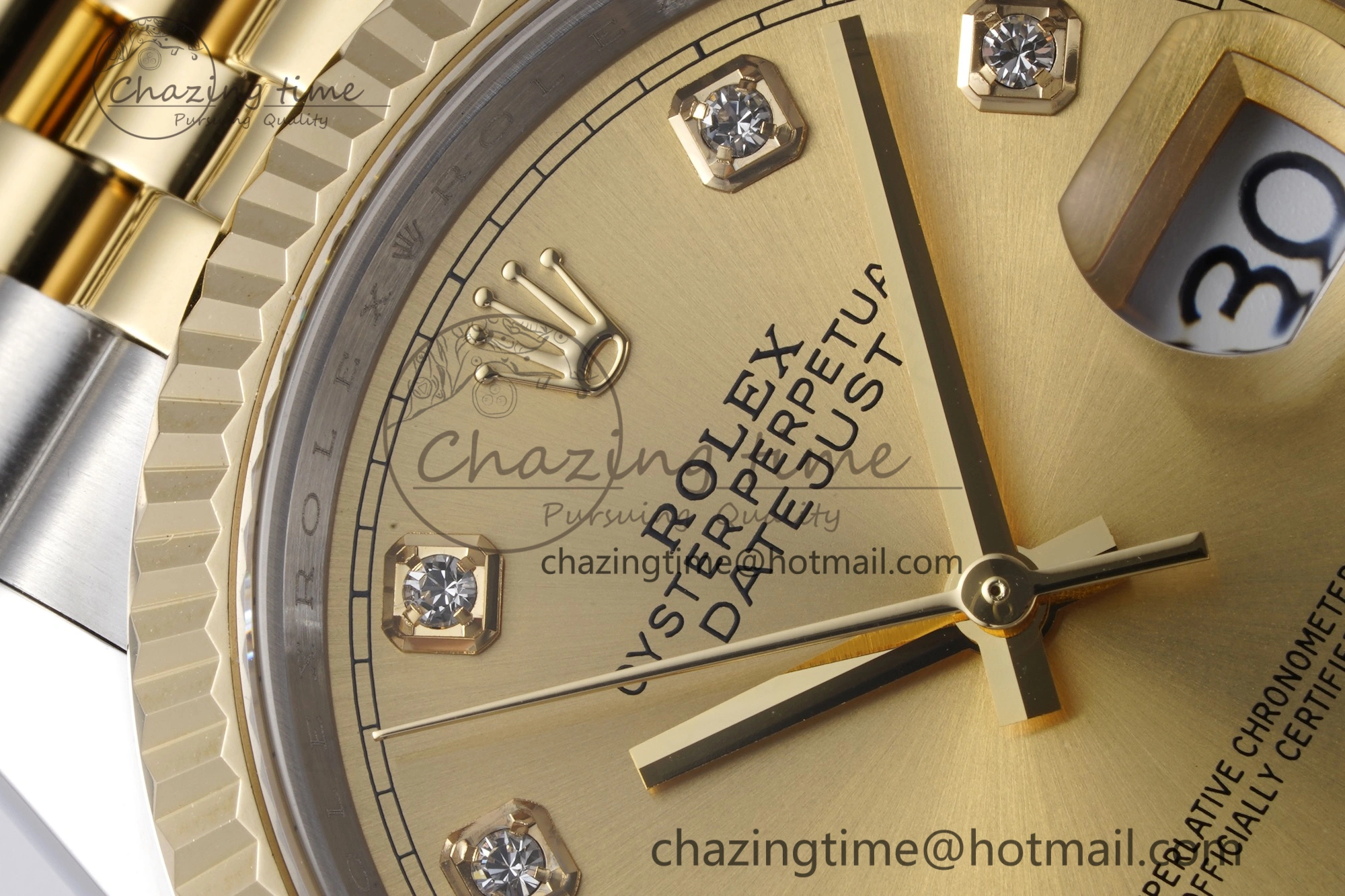 DateJust 36 SS YG 126233 JDF YG Plated 904L Steel YG Dial Diamonds Markers on Jubilee Bracelet V2