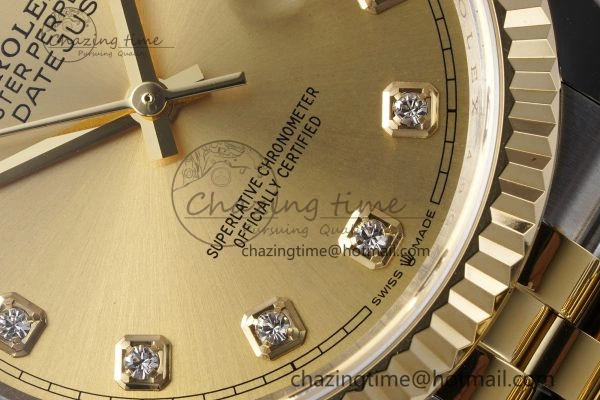 DateJust 36 SS YG 126233 JDF YG Plated 904L Steel YG Dial Diamonds Markers on Jubilee Bracelet V2