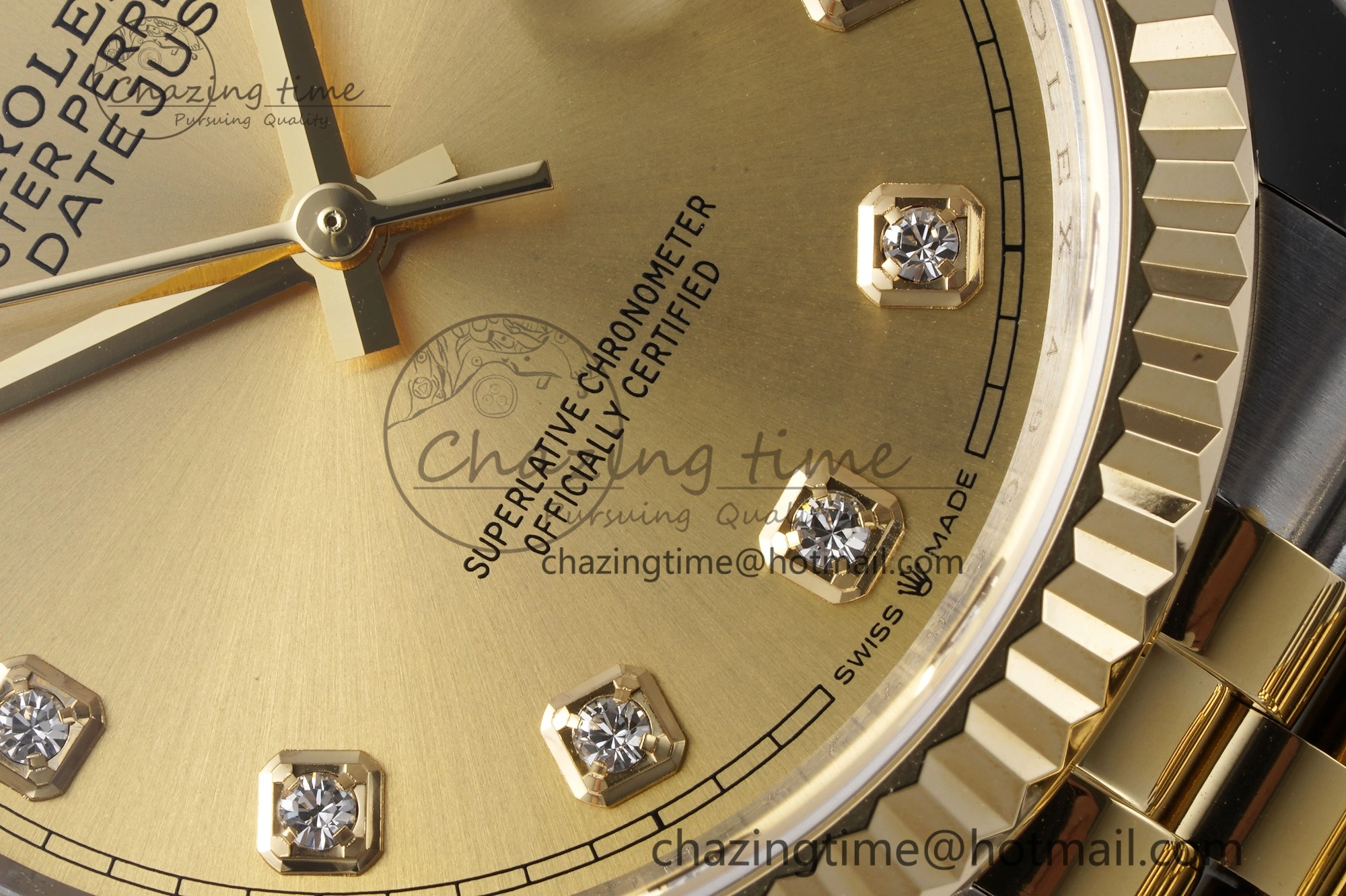 DateJust 36 SS YG 126233 JDF YG Plated 904L Steel YG Dial Diamonds Markers on Jubilee Bracelet V2