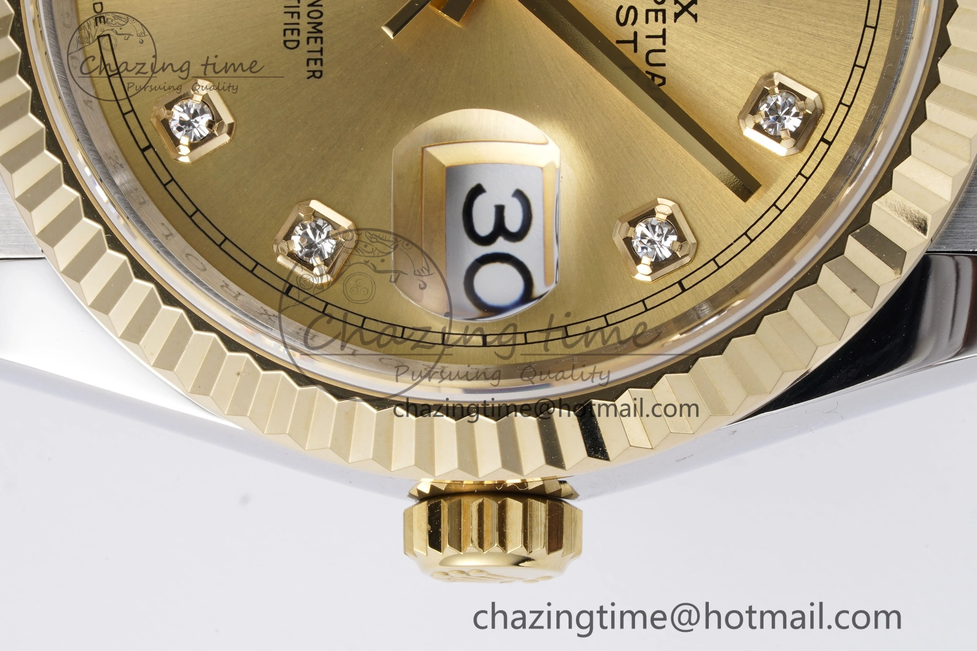 DateJust 36 SS YG 126233 JDF YG Plated 904L Steel YG Dial Diamonds Markers on Jubilee Bracelet V2