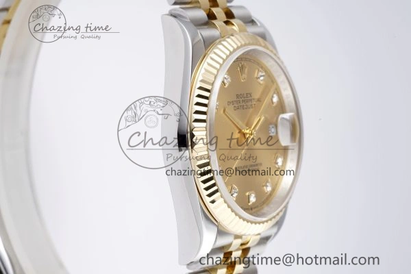 DateJust 36 SS YG 126233 JDF YG Plated 904L Steel YG Dial Diamonds Markers on Jubilee Bracelet V2