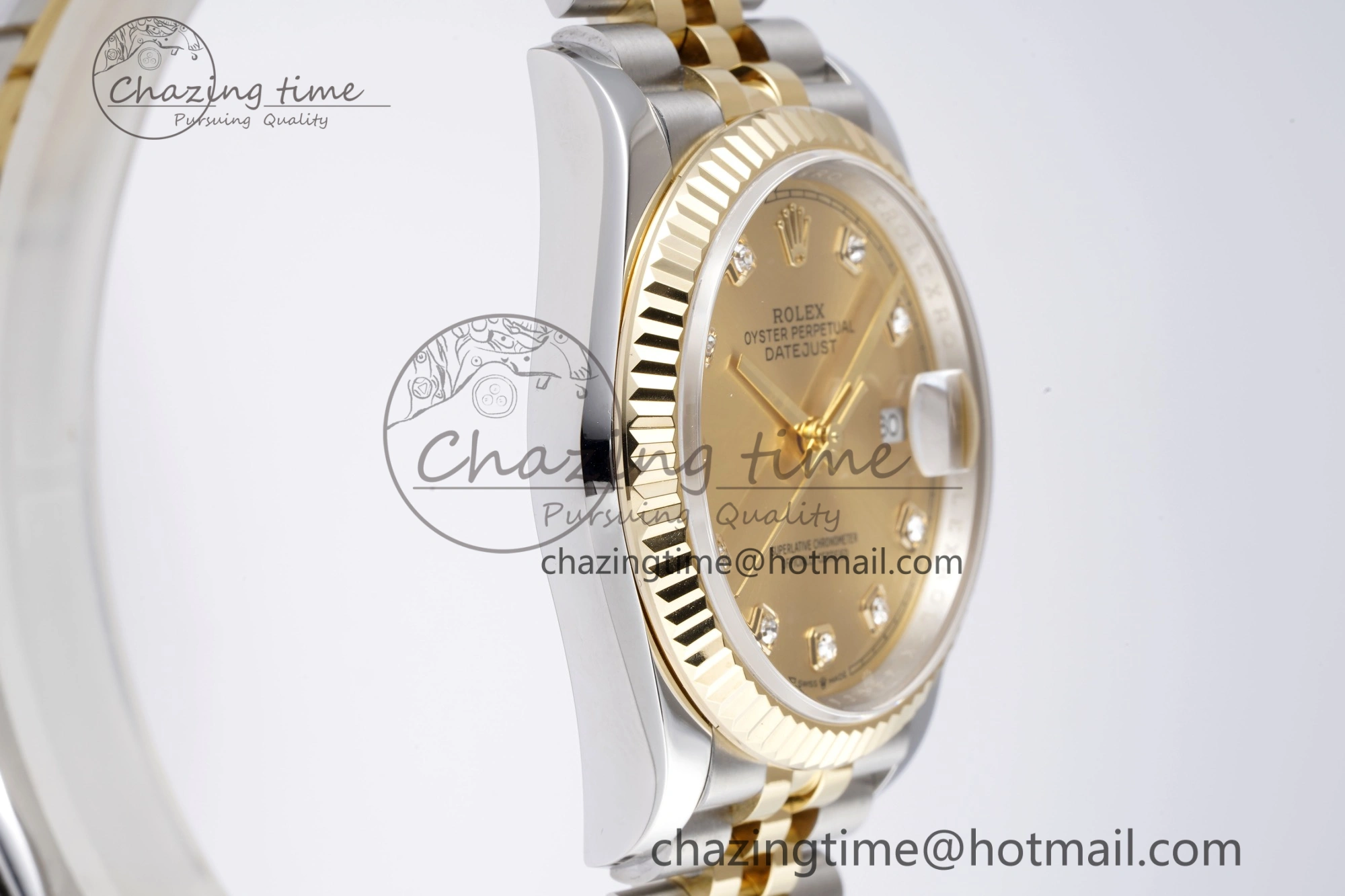 DateJust 36 SS YG 126233 JDF YG Plated 904L Steel YG Dial Diamonds Markers on Jubilee Bracelet V2
