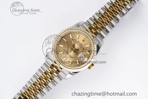 DateJust 36 SS YG 126233 JDF YG Plated 904L Steel YG Dial Stick Markers on Jubilee Bracelet V2