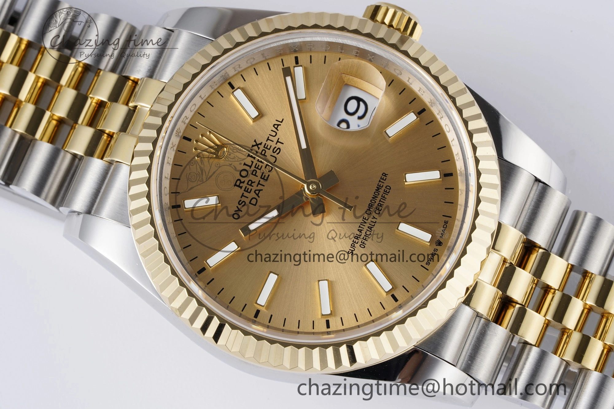 DateJust 36 SS YG 126233 JDF YG Plated 904L Steel YG Dial Stick Markers on Jubilee Bracelet V2