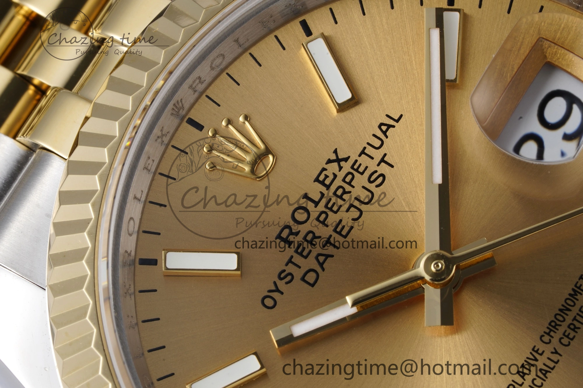 DateJust 36 SS YG 126233 JDF YG Plated 904L Steel YG Dial Stick Markers on Jubilee Bracelet V2