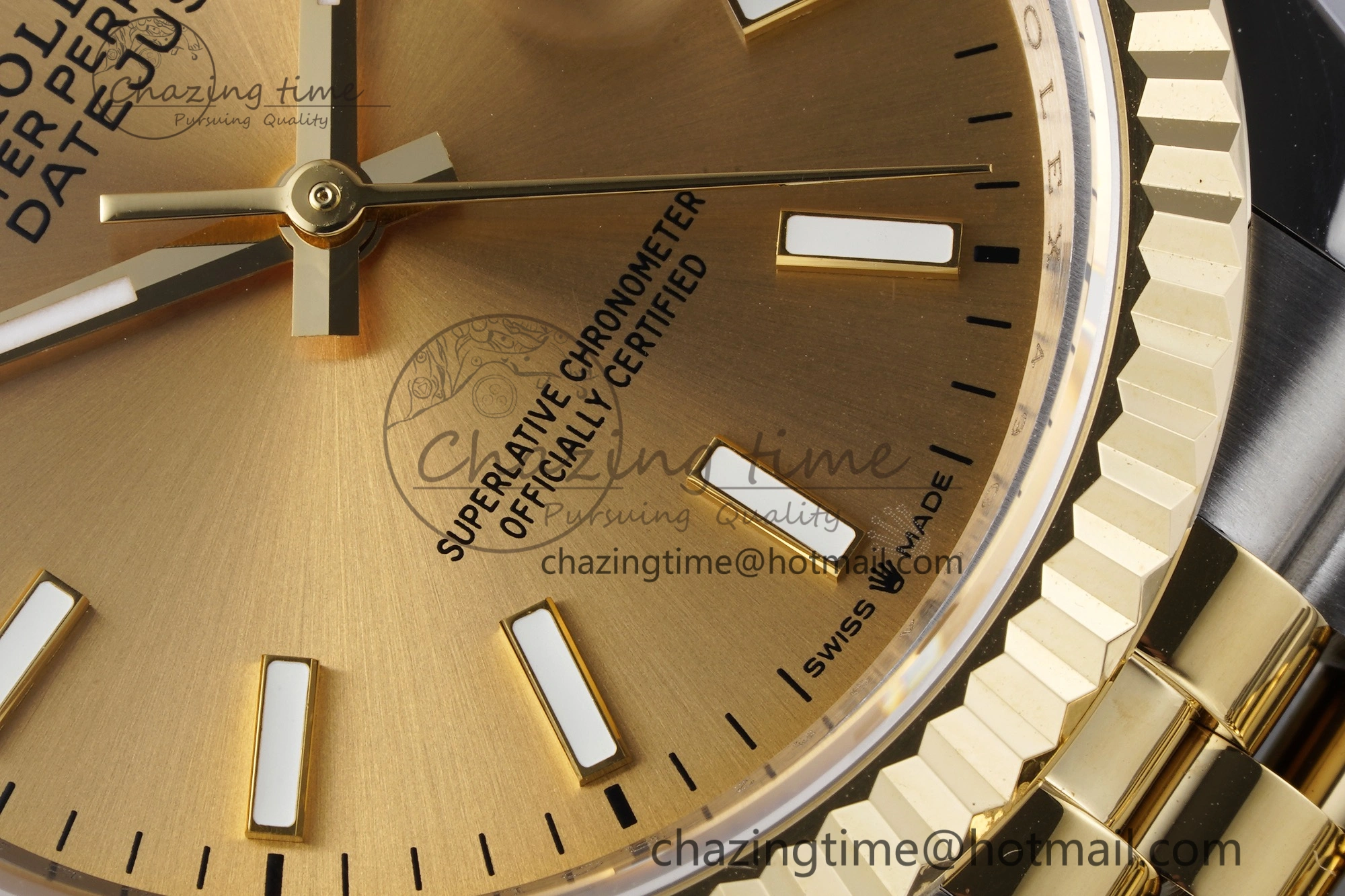 DateJust 36 SS YG 126233 JDF YG Plated 904L Steel YG Dial Stick Markers on Jubilee Bracelet V2