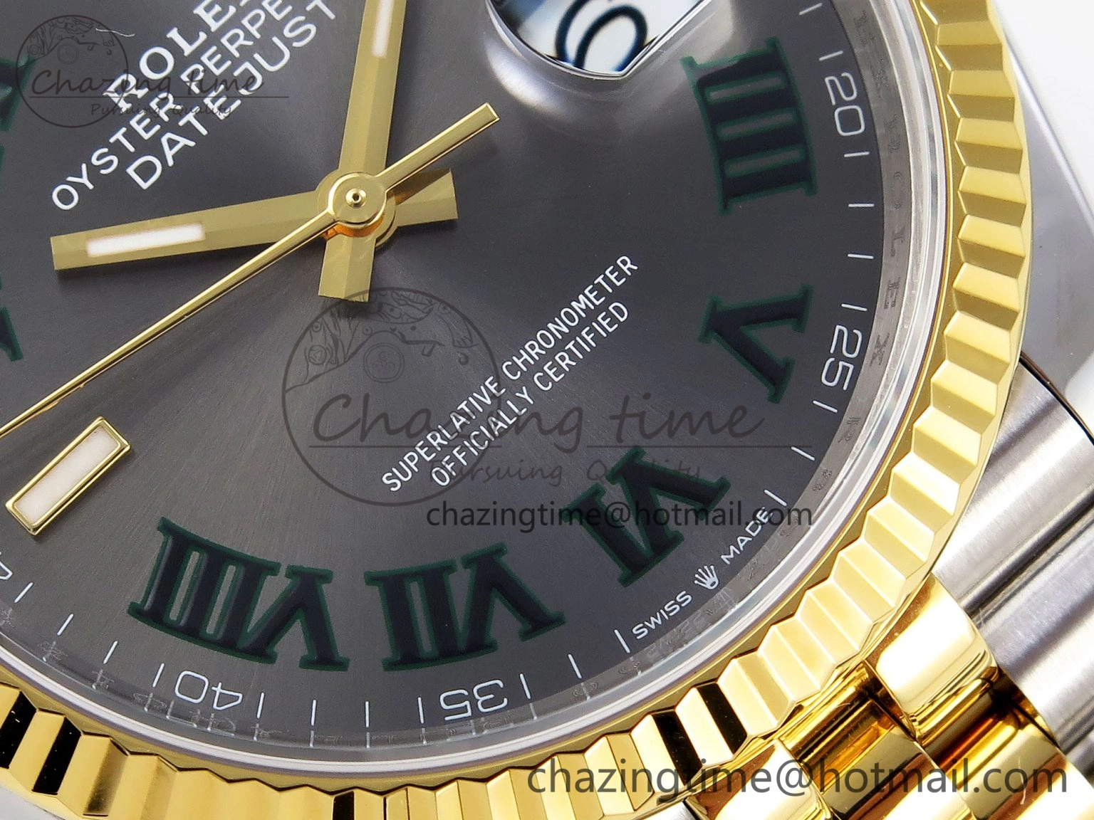 DateJust 36 SS YG 126233 VSF 1:1 Best Edition 904L Steel Gray Dial Green Roman Marker on Jubilee Bracelet VS3235