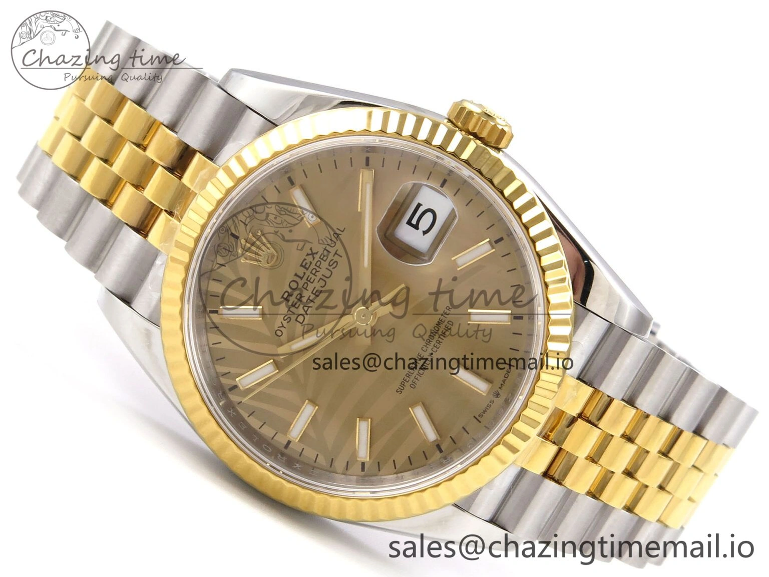 DateJust 36 SS YG 126233 VSF 1:1 Best Edition 904L Steel YG Leaf Dial on Jubilee Bracelet VS3235