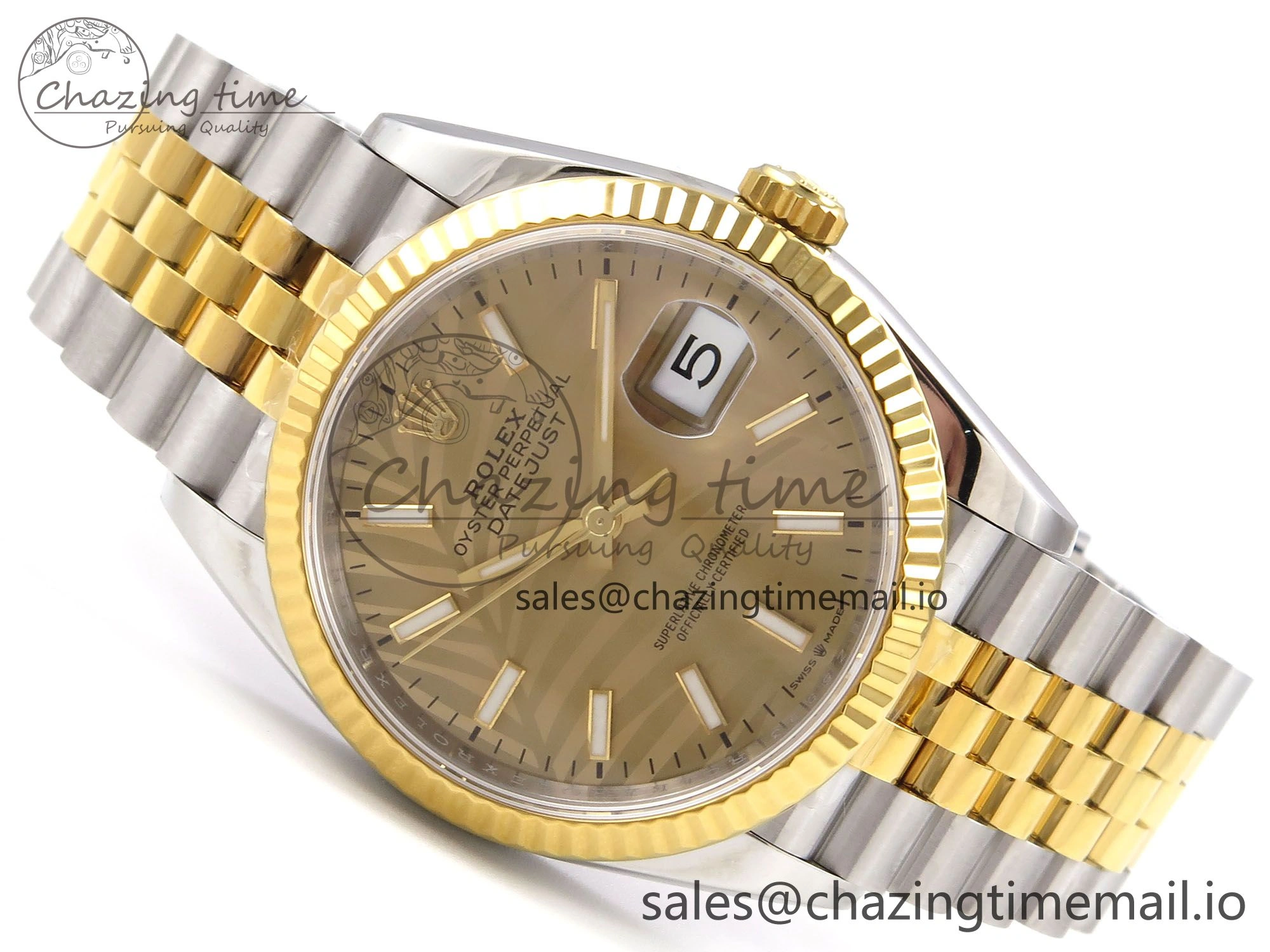 DateJust 36 SS YG 126233 VSF 1:1 Best Edition 904L Steel YG Leaf Dial on Jubilee Bracelet VS3235