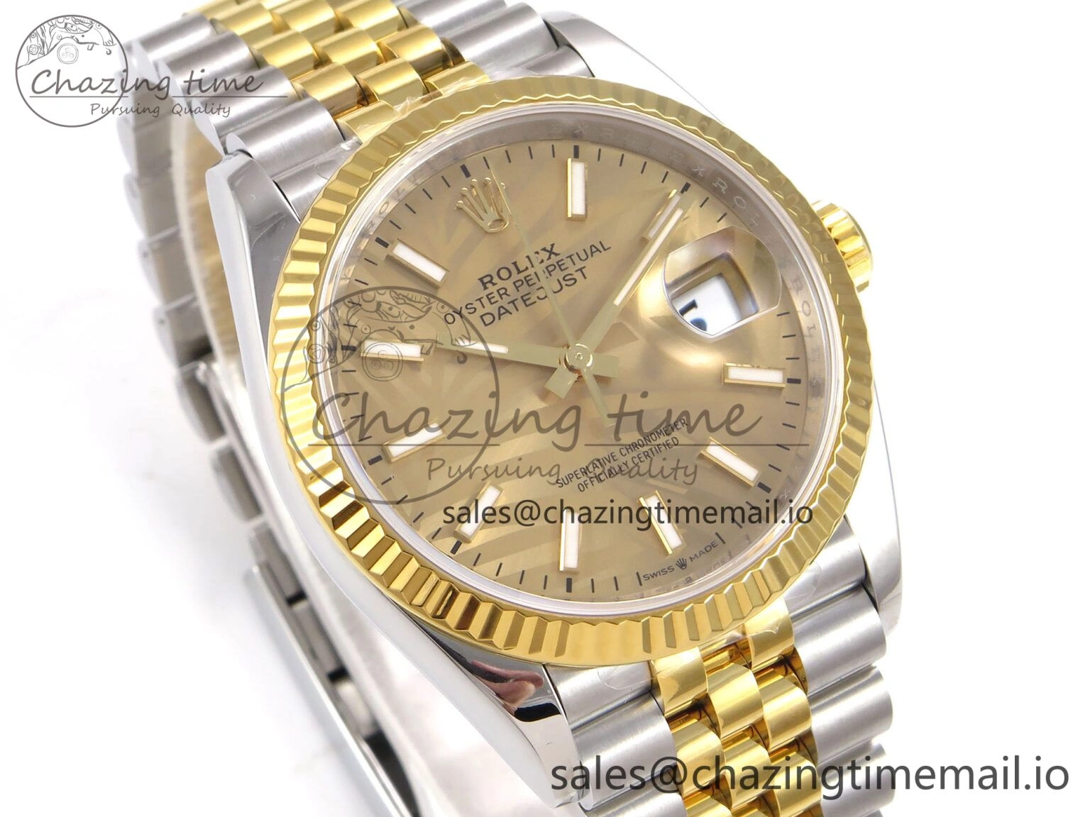DateJust 36 SS YG 126233 VSF 1:1 Best Edition 904L Steel YG Leaf Dial on Jubilee Bracelet VS3235