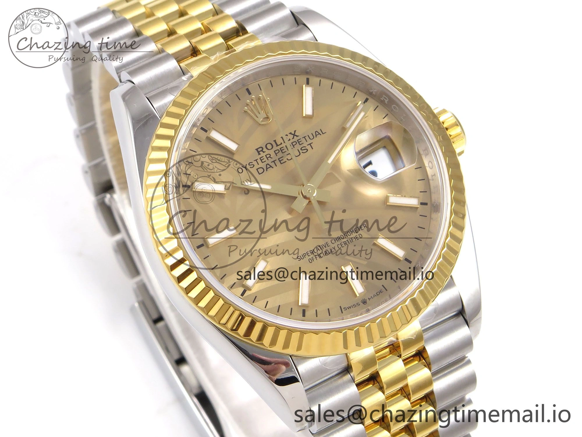 DateJust 36 SS YG 126233 VSF 1:1 Best Edition 904L Steel YG Leaf Dial on Jubilee Bracelet VS3235