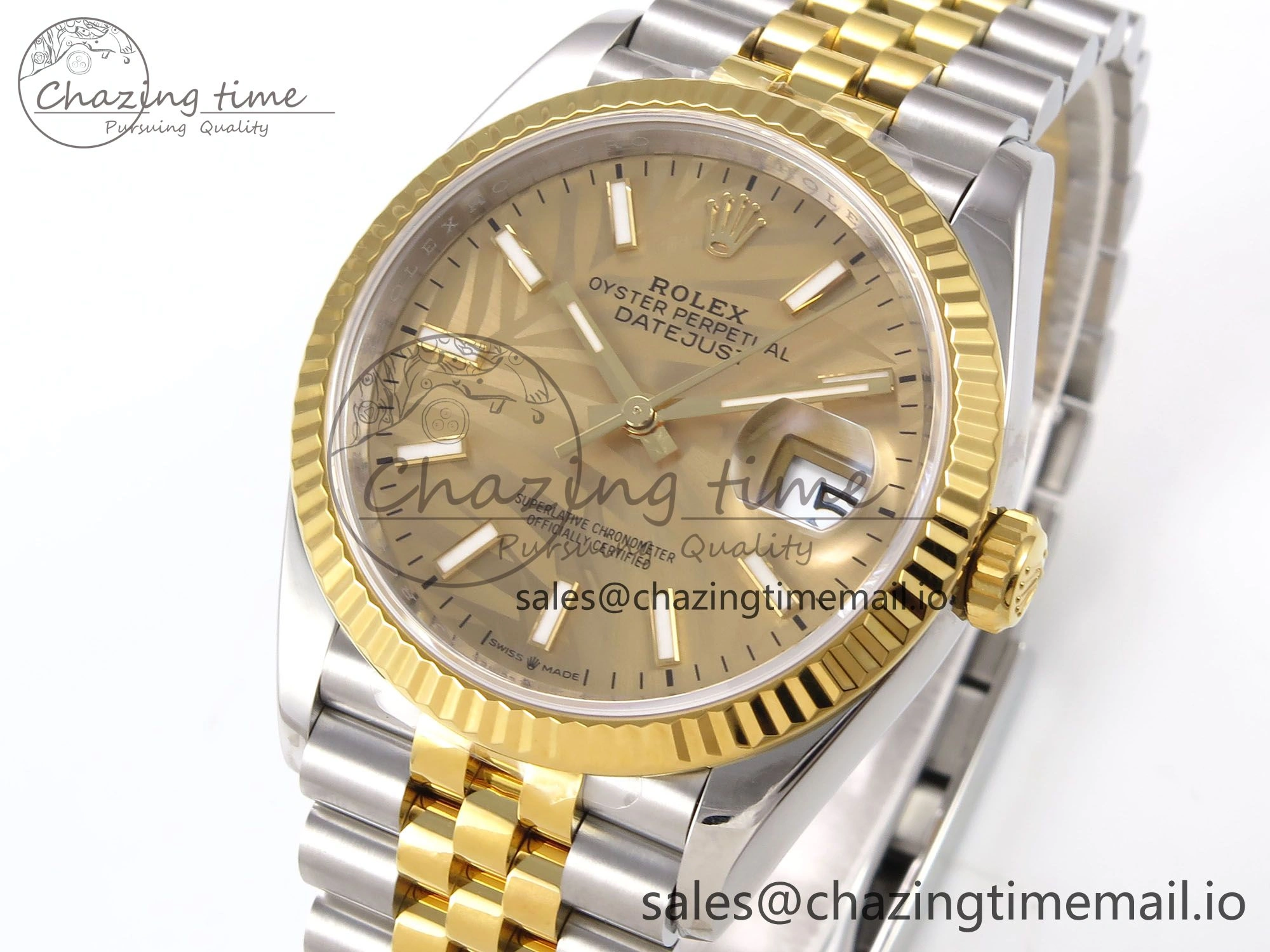 DateJust 36 SS YG 126233 VSF 1:1 Best Edition 904L Steel YG Leaf Dial on Jubilee Bracelet VS3235