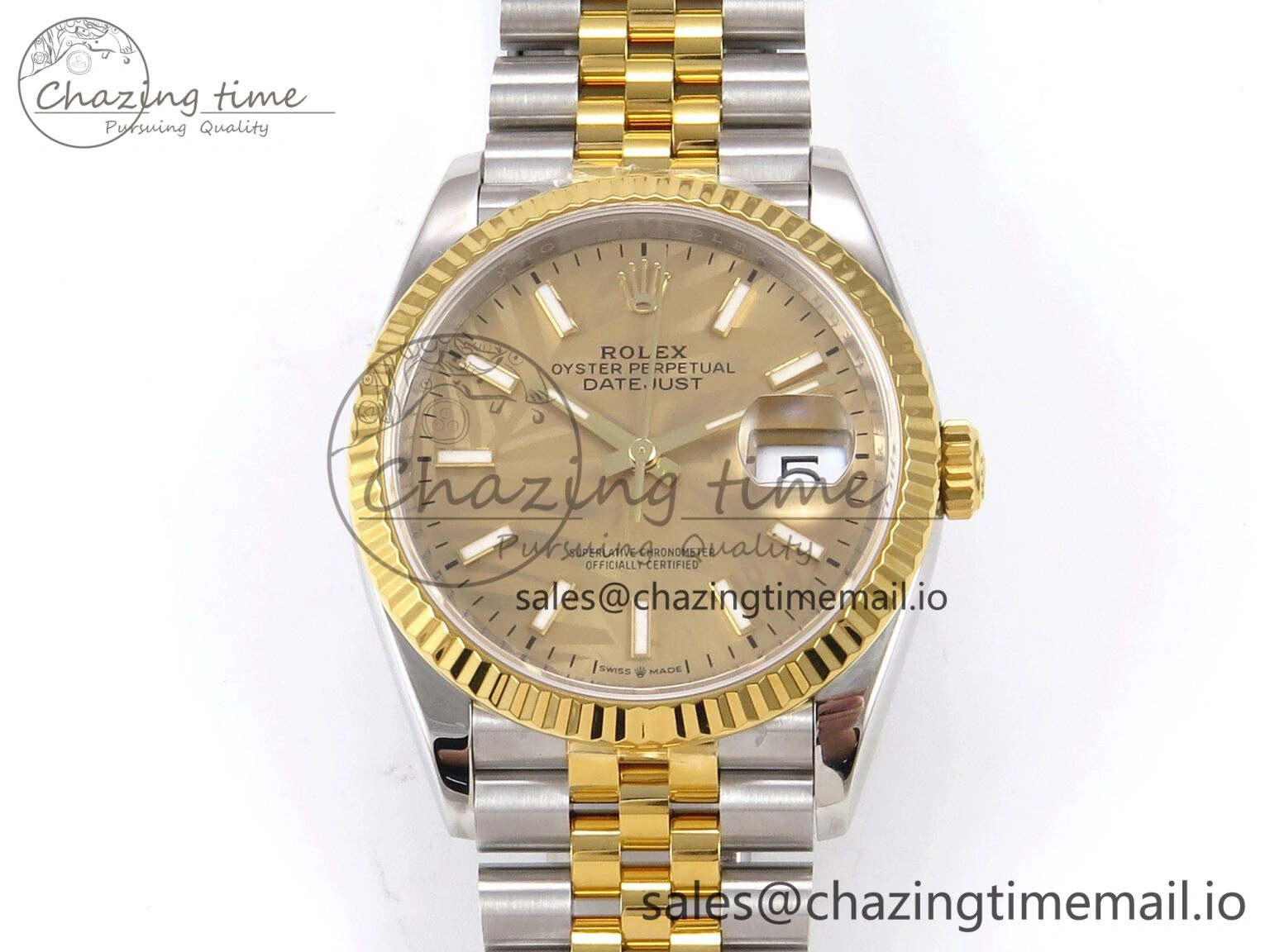 DateJust 36 SS YG 126233 VSF 1:1 Best Edition 904L Steel YG Leaf Dial on Jubilee Bracelet VS3235