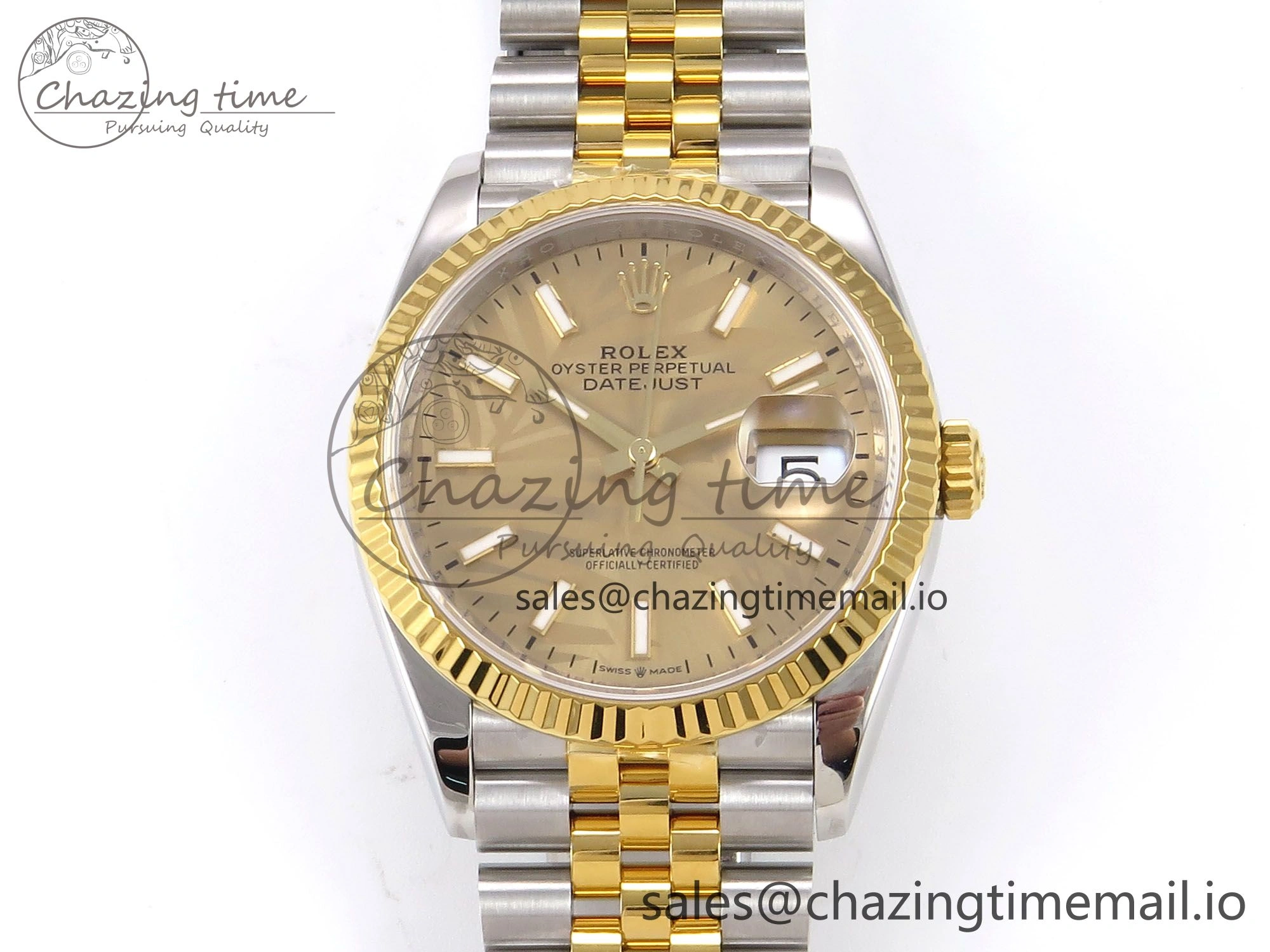 DateJust 36 SS YG 126233 VSF 1:1 Best Edition 904L Steel YG Leaf Dial on Jubilee Bracelet VS3235