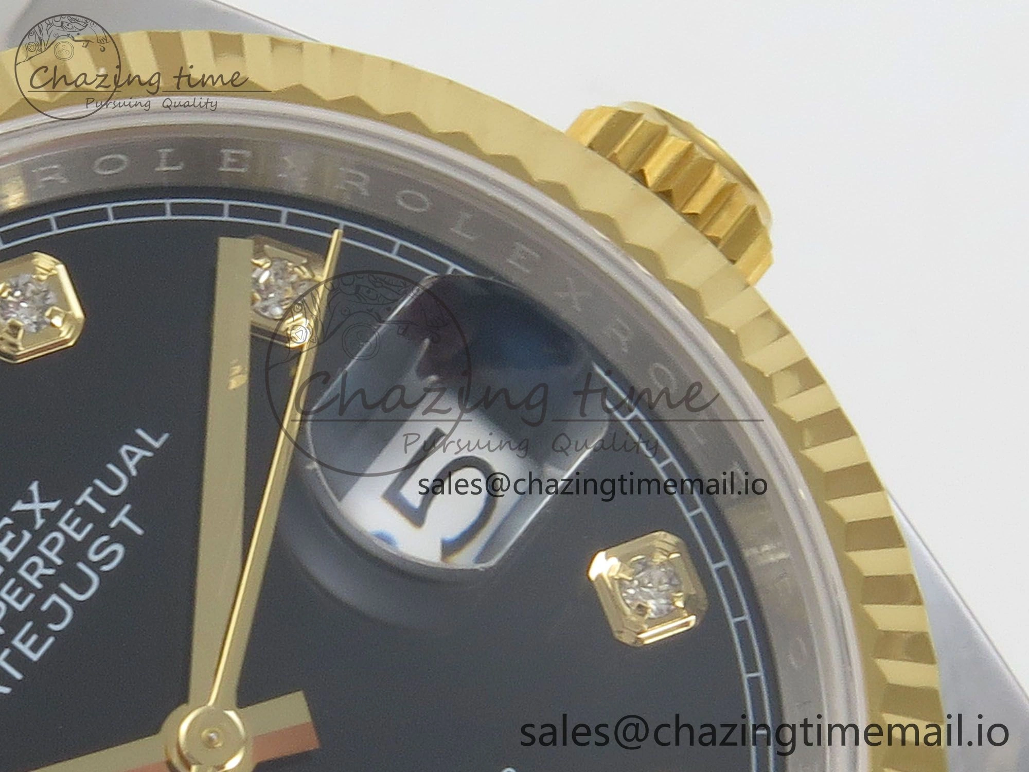 DateJust 36 SS YG ARF 1:1 Best Edition 904L Steel Black Diamonds Dial on Oyster Bracelet SH3235
