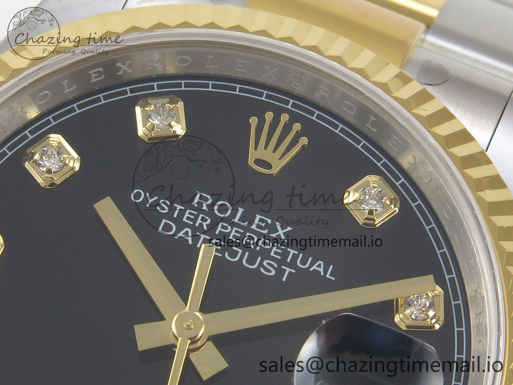 DateJust 36 SS YG ARF 1:1 Best Edition 904L Steel Black Diamonds Dial on Oyster Bracelet SH3235