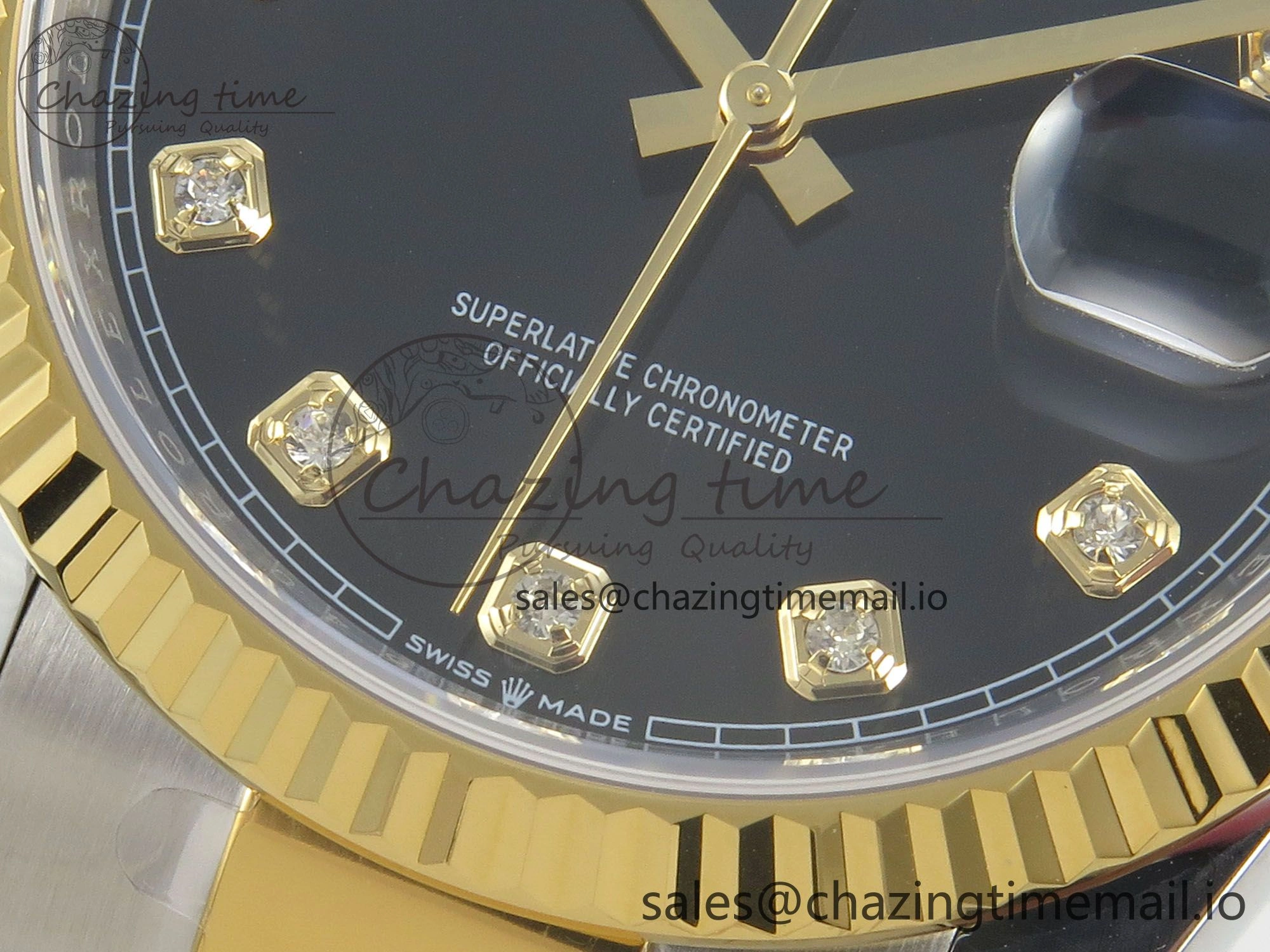 DateJust 36 SS YG ARF 1:1 Best Edition 904L Steel Black Diamonds Dial on Oyster Bracelet SH3235