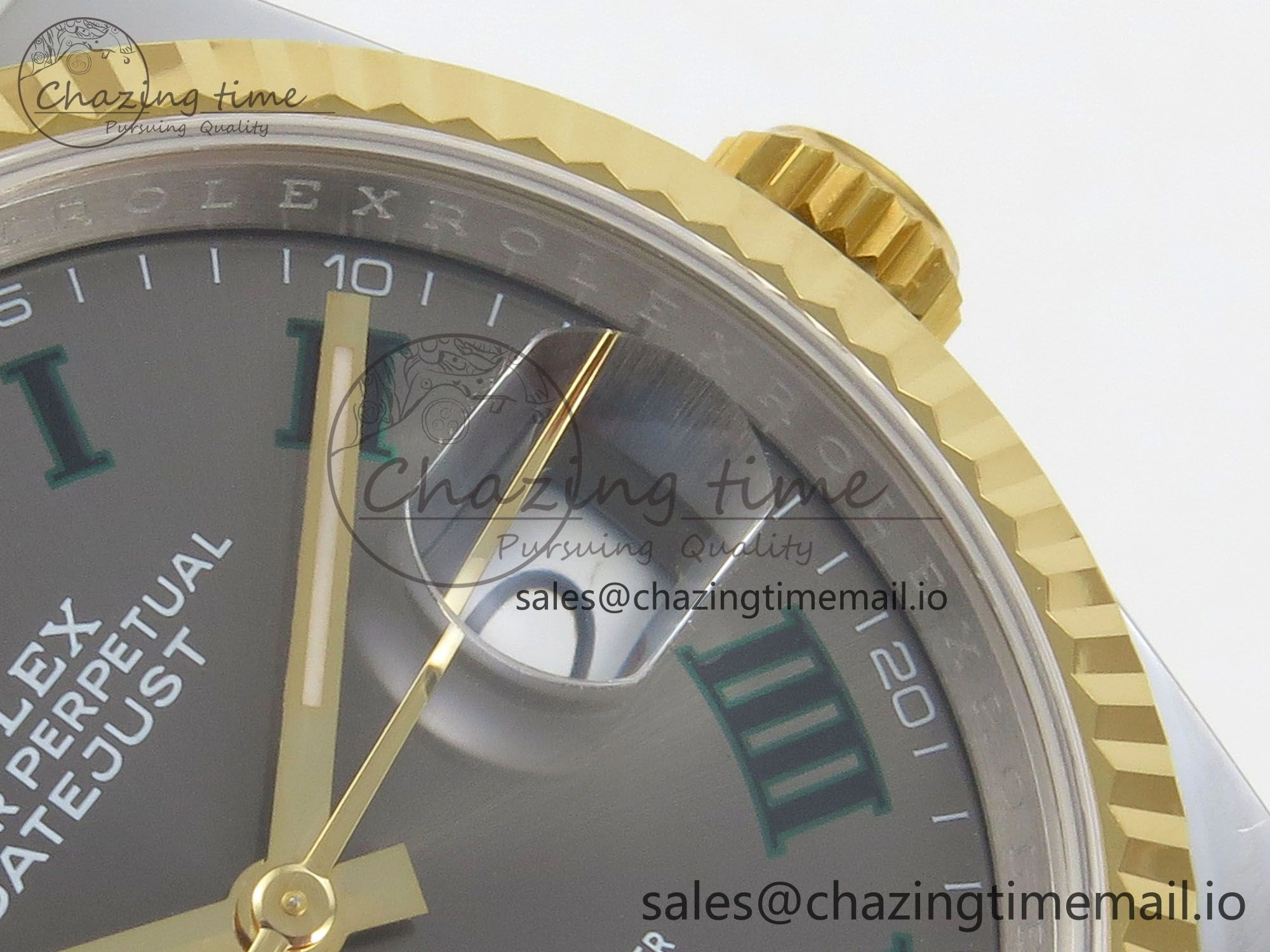 DateJust 36 SS YG ARF 1:1 Best Edition 904L Steel Gray Dial Green Roman on Oyster Bracelet SH3235