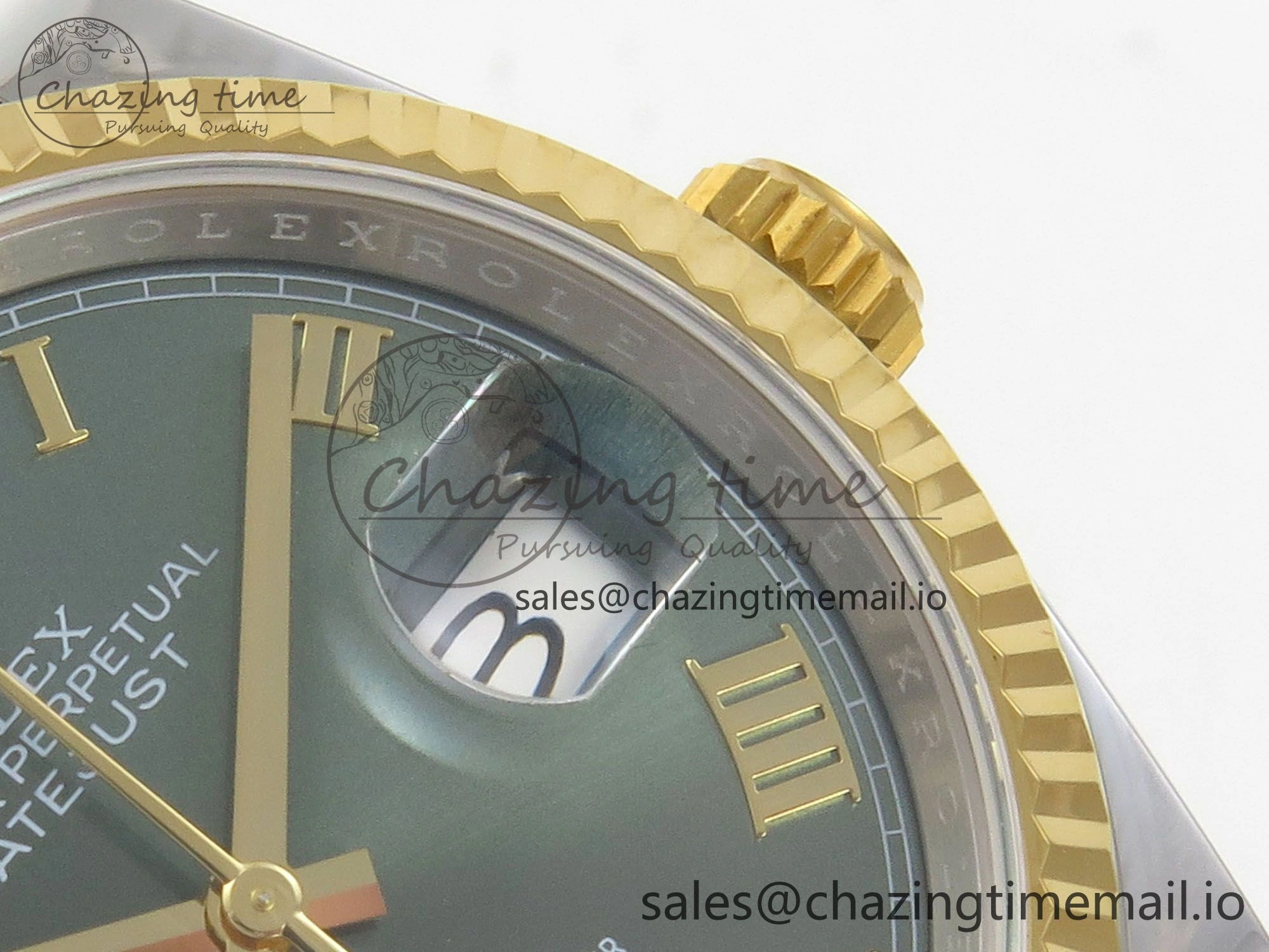 DateJust 36 SS YG ARF 1:1 Best Edition 904L Steel Green Dial YG Roman on Oyster Bracelet SH3235