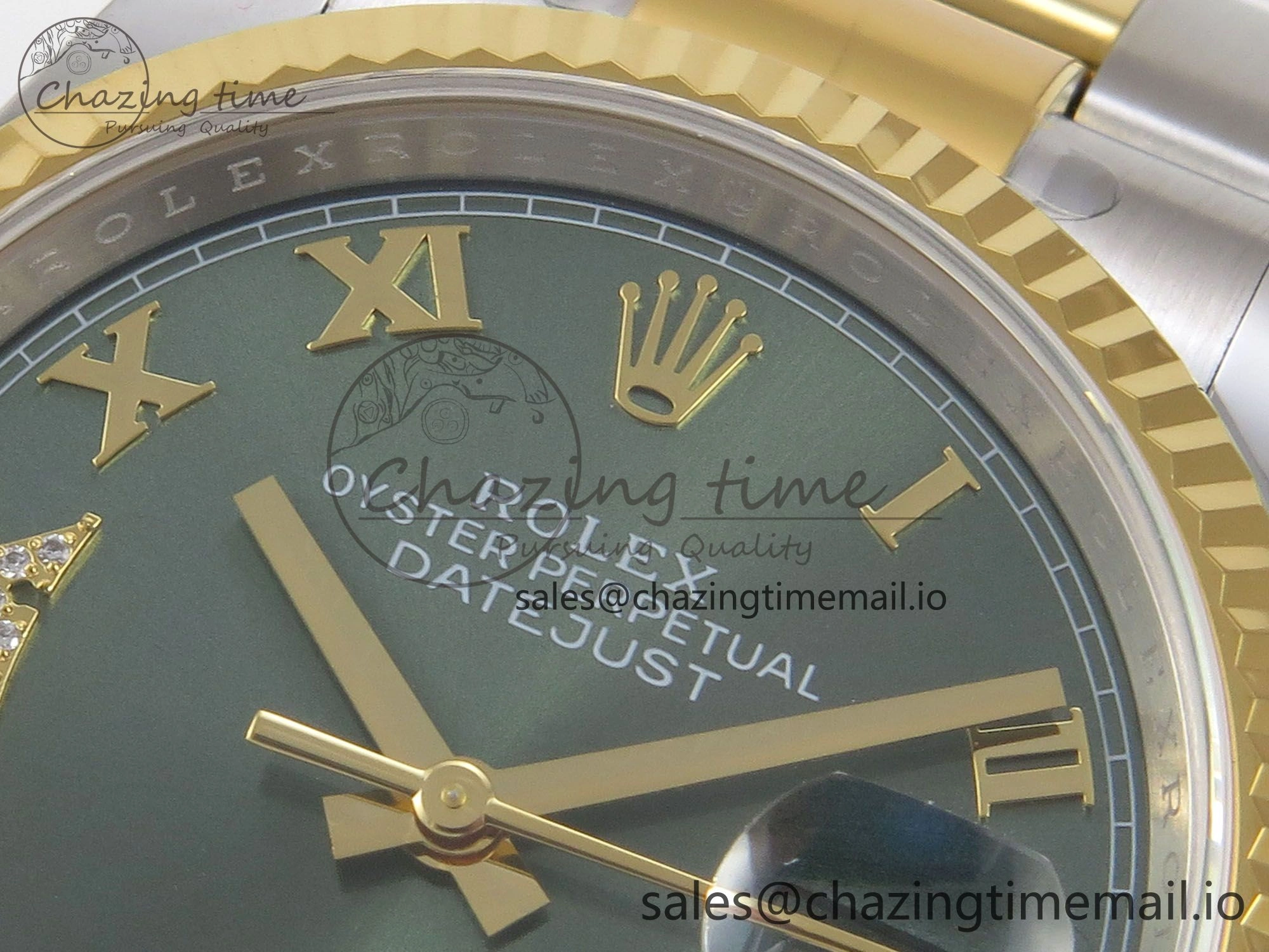 DateJust 36 SS YG ARF 1:1 Best Edition 904L Steel Green Dial YG Roman on Oyster Bracelet SH3235