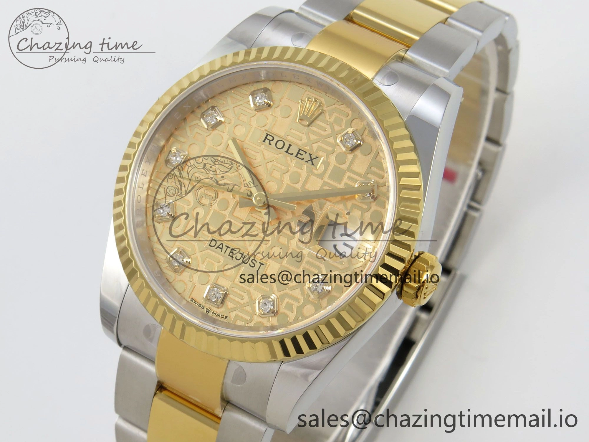 DateJust 36 SS YG ARF 1:1 Best Edition 904L Steel Rolxx YG Diamonds Dial on Oyster Bracelet SH3235