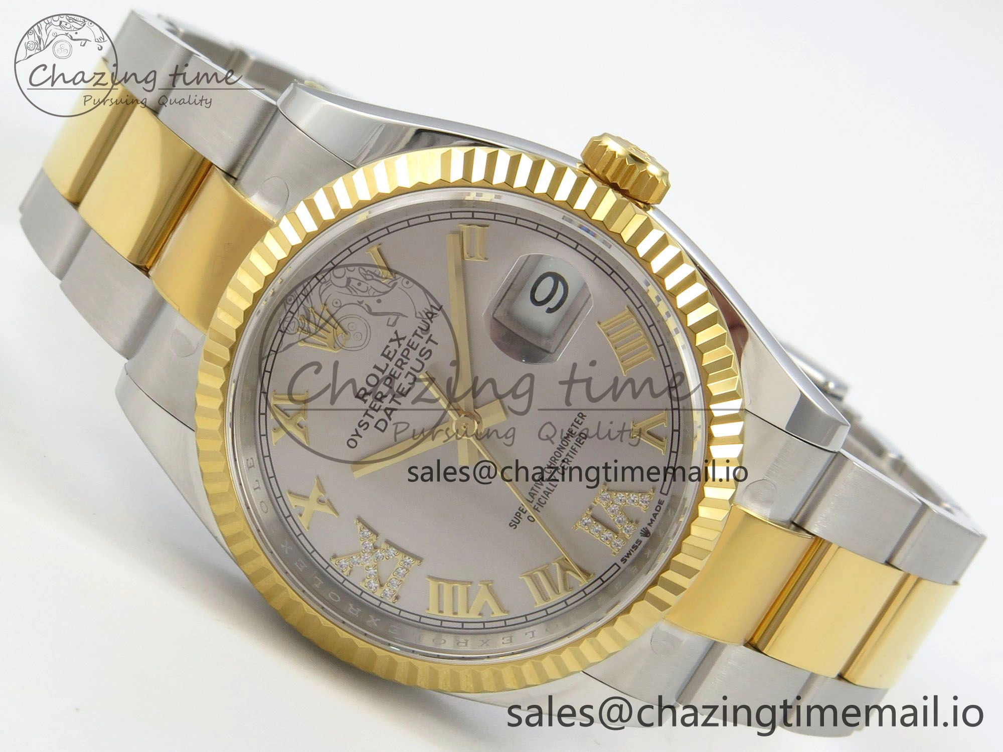 DateJust 36 SS YG ARF 1:1 Best Edition 904L Steel Silver Dial YG Roman on Oyster Bracelet SH3235