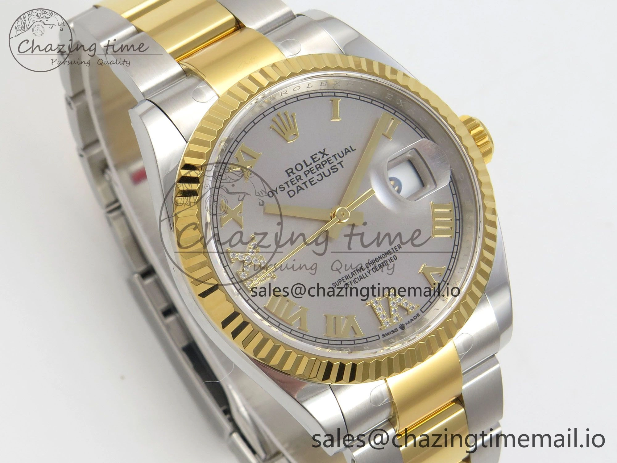 DateJust 36 SS YG ARF 1:1 Best Edition 904L Steel Silver Dial YG Roman on Oyster Bracelet SH3235