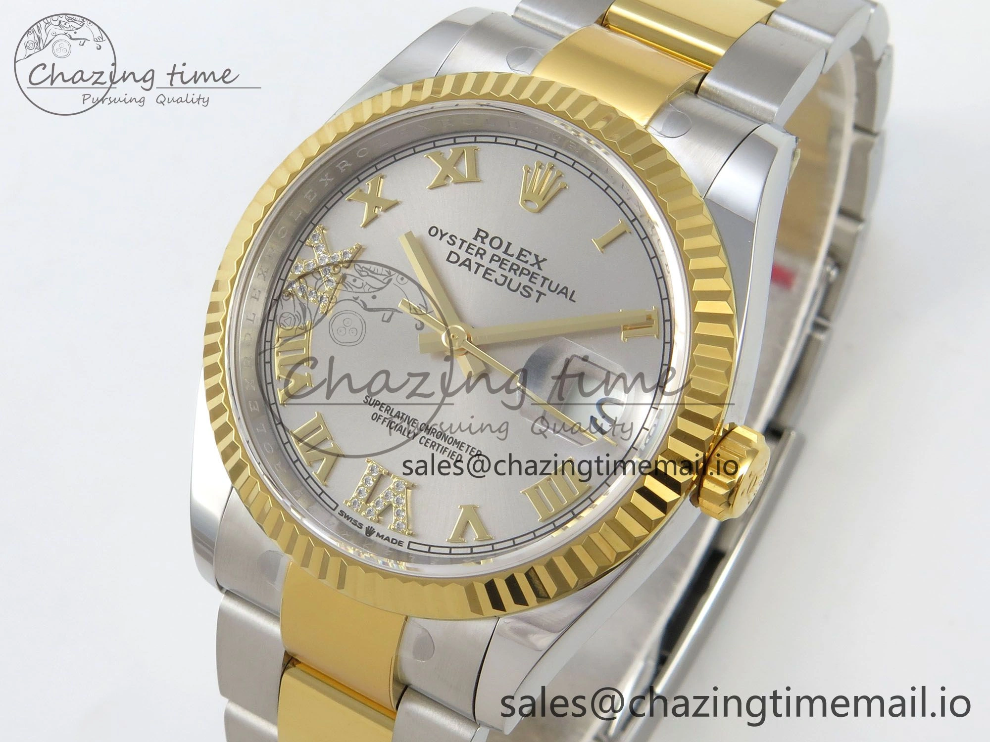 DateJust 36 SS YG ARF 1:1 Best Edition 904L Steel Silver Dial YG Roman on Oyster Bracelet SH3235