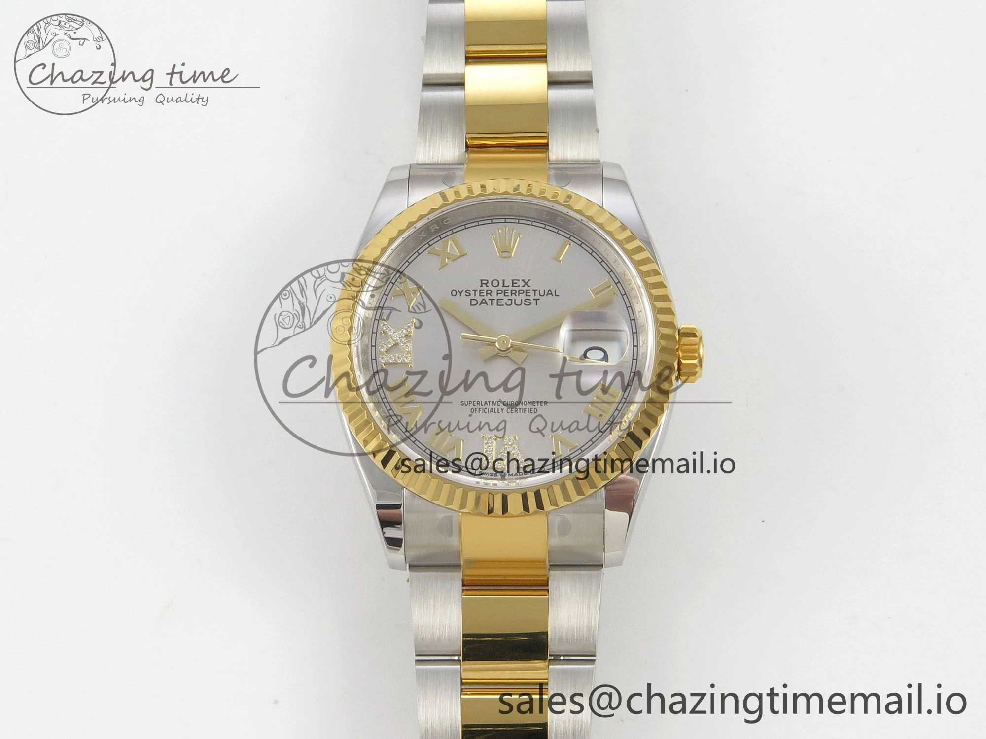 DateJust 36 SS YG ARF 1:1 Best Edition 904L Steel Silver Dial YG Roman on Oyster Bracelet SH3235