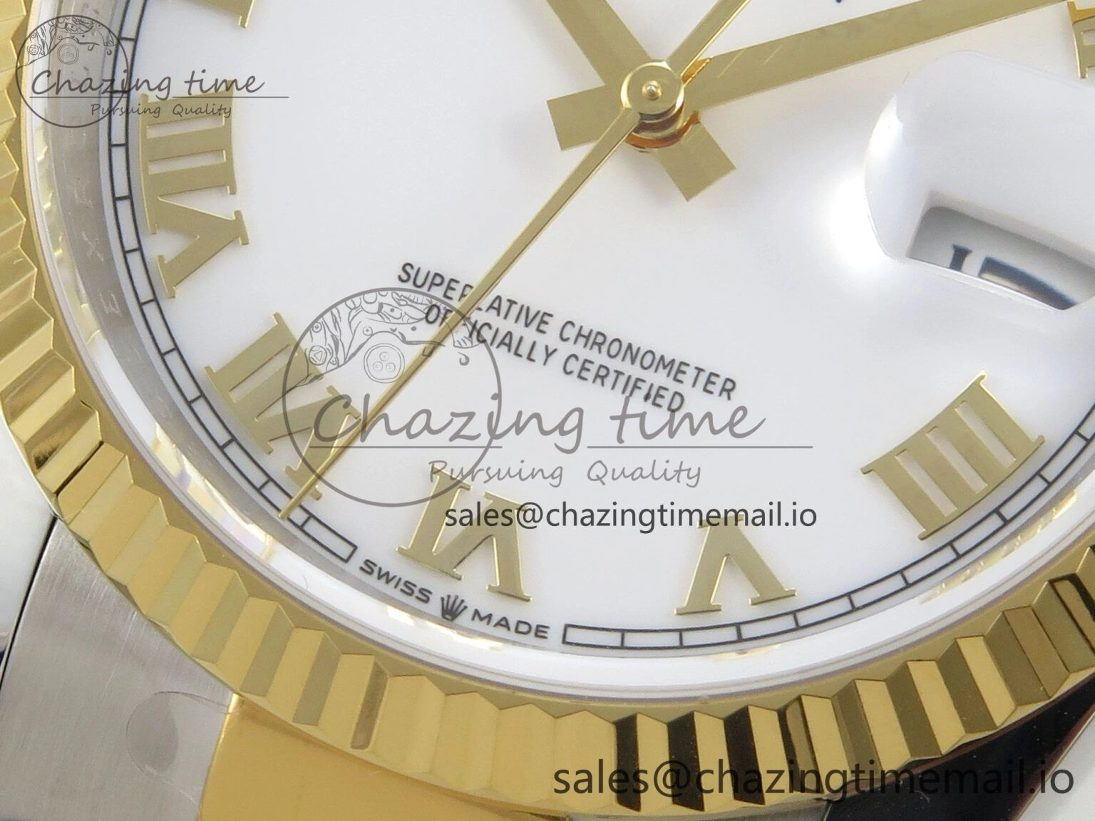 DateJust 36 SS YG ARF 1:1 Best Edition 904L Steel White Dial YG Roman on Oyster Bracelet SH3235