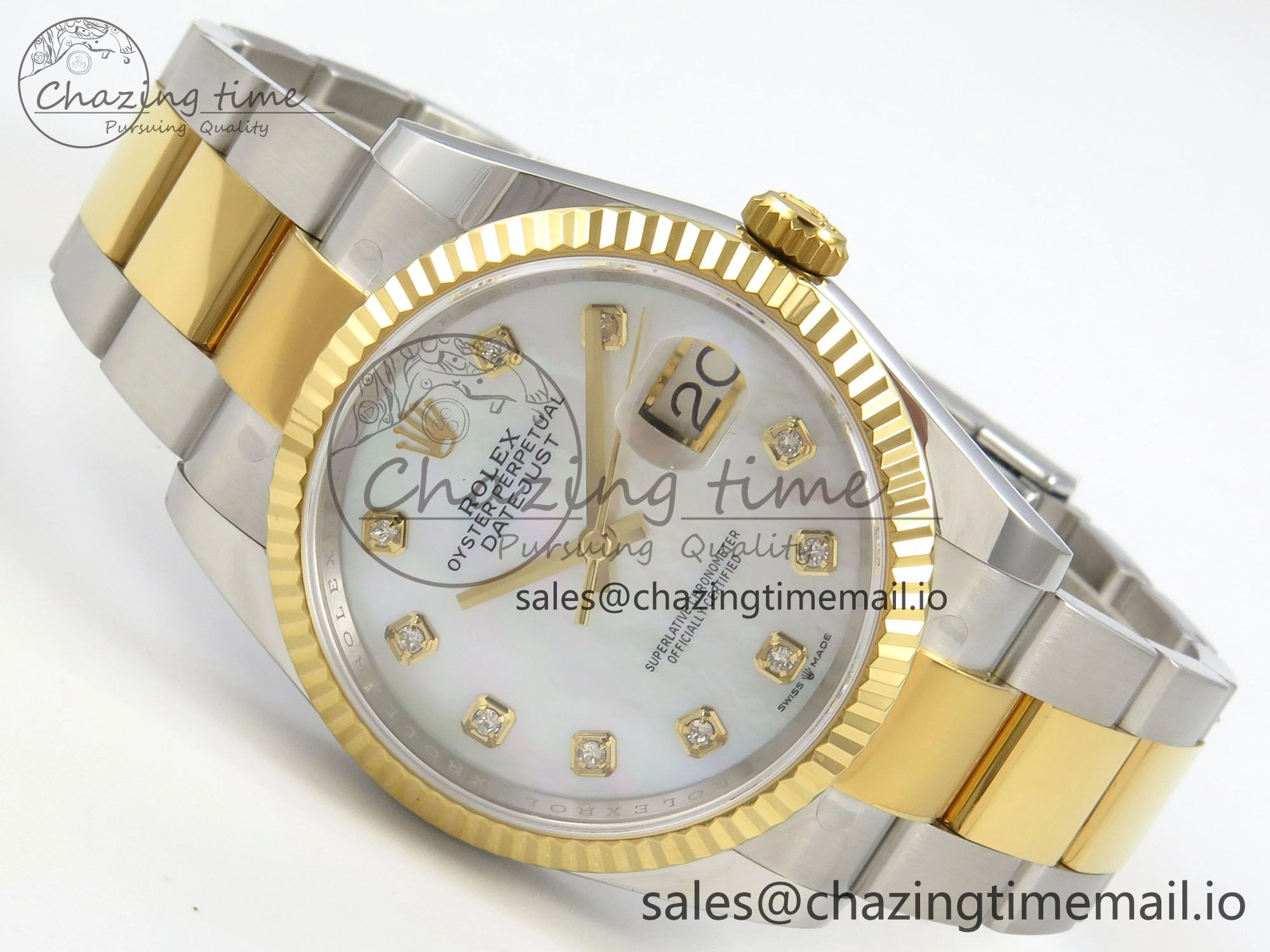 DateJust 36 SS YG ARF 1:1 Best Edition 904L Steel White MOP Dial on Oyster Bracelet SH3235
