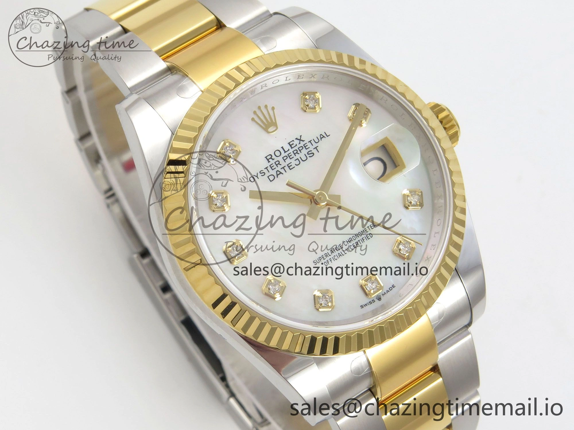 DateJust 36 SS YG ARF 1:1 Best Edition 904L Steel White MOP Dial on Oyster Bracelet SH3235
